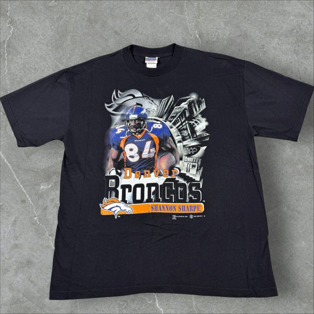 Vintage Denver Broncos NFL Shannon Sharpe Football Shirt 1999 Team Apparel - XL